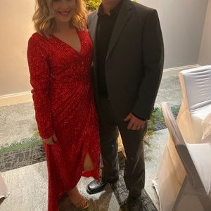 Red sequin dress perfect for Christmas parties!